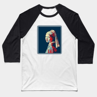 Girl with a Pearl Earring  Painting by Johannes Vermeer - Obama colors Baseball T-Shirt